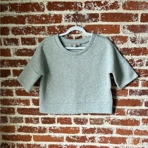 LOFT gray quilted boxy blouse with zipper on side